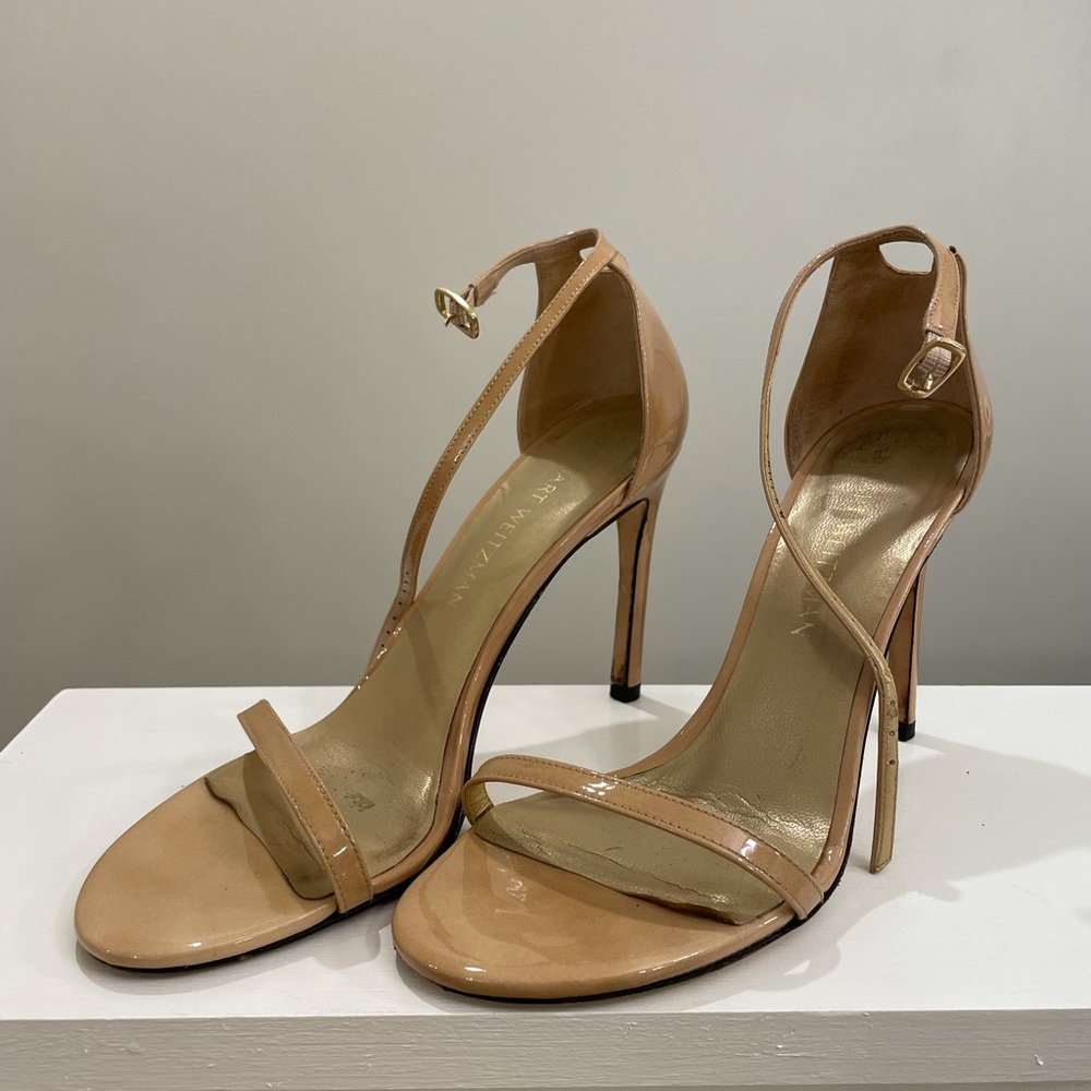 Stuart Weitzman Nude Ankle Strap Heels